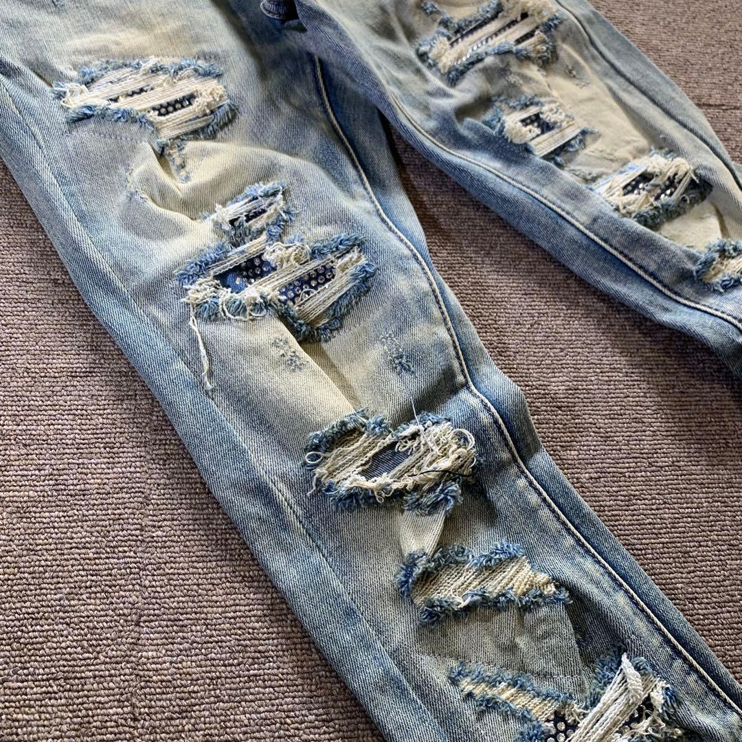 mnml ミニマル【新品未使用品】ラインストーンストレッチスキニーデニム 30