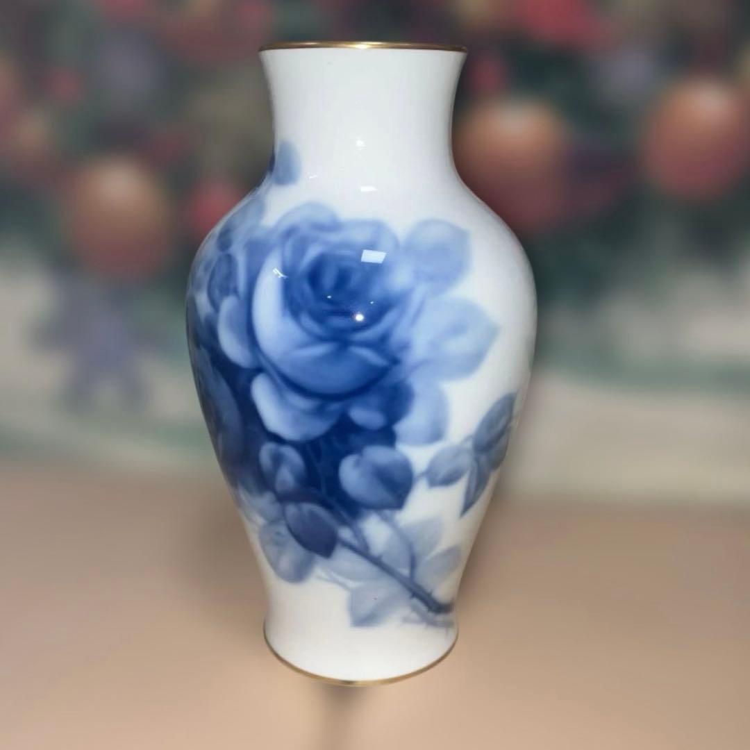 大倉陶園　ブルーローズ　36cm 花瓶　フラワーベース　　　壺