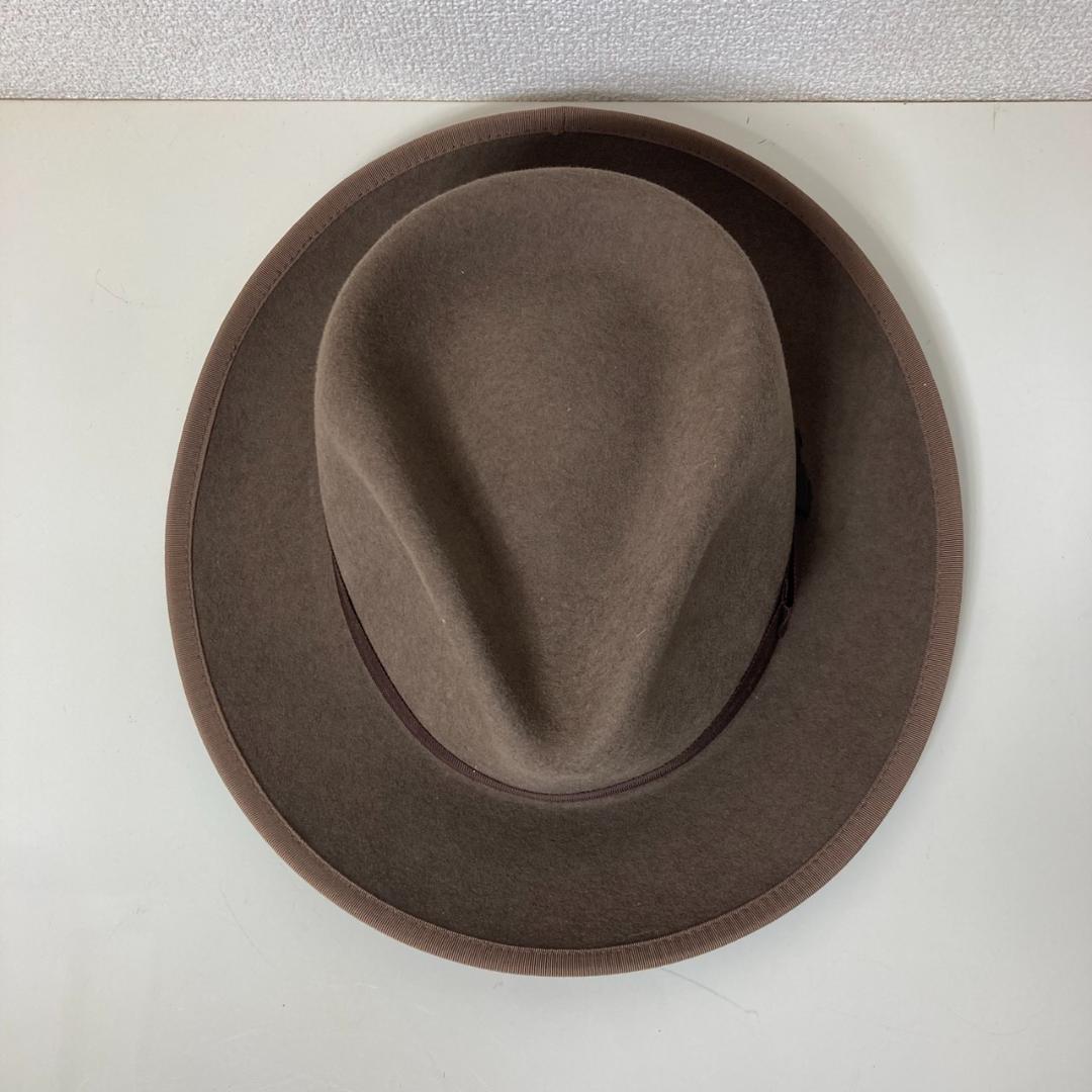 ▼STETSON ハット　ウール　ステットソン　中折れハット　ブラウン　USA製