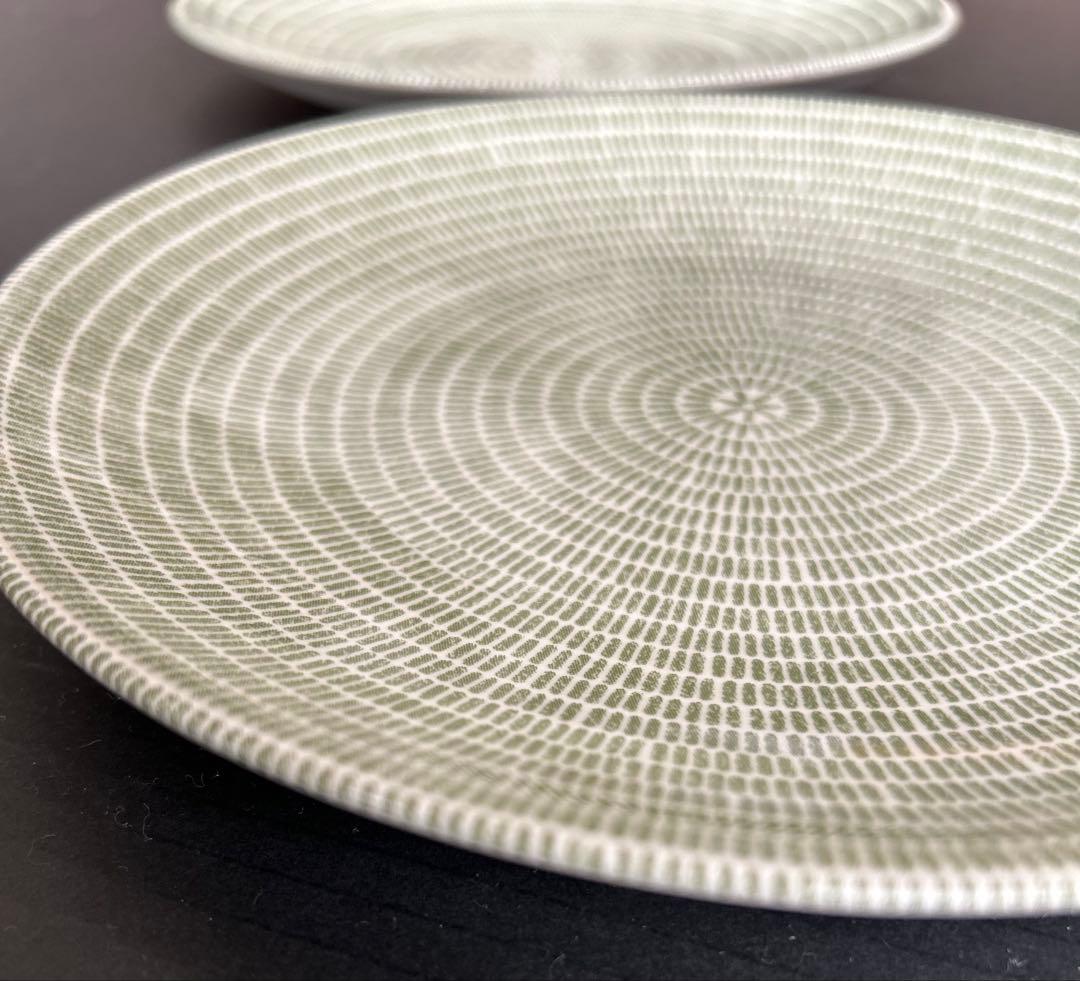 ARABIAアラビア「24hアベック」グリーン20cm旧ロゴスタンプ2枚セット