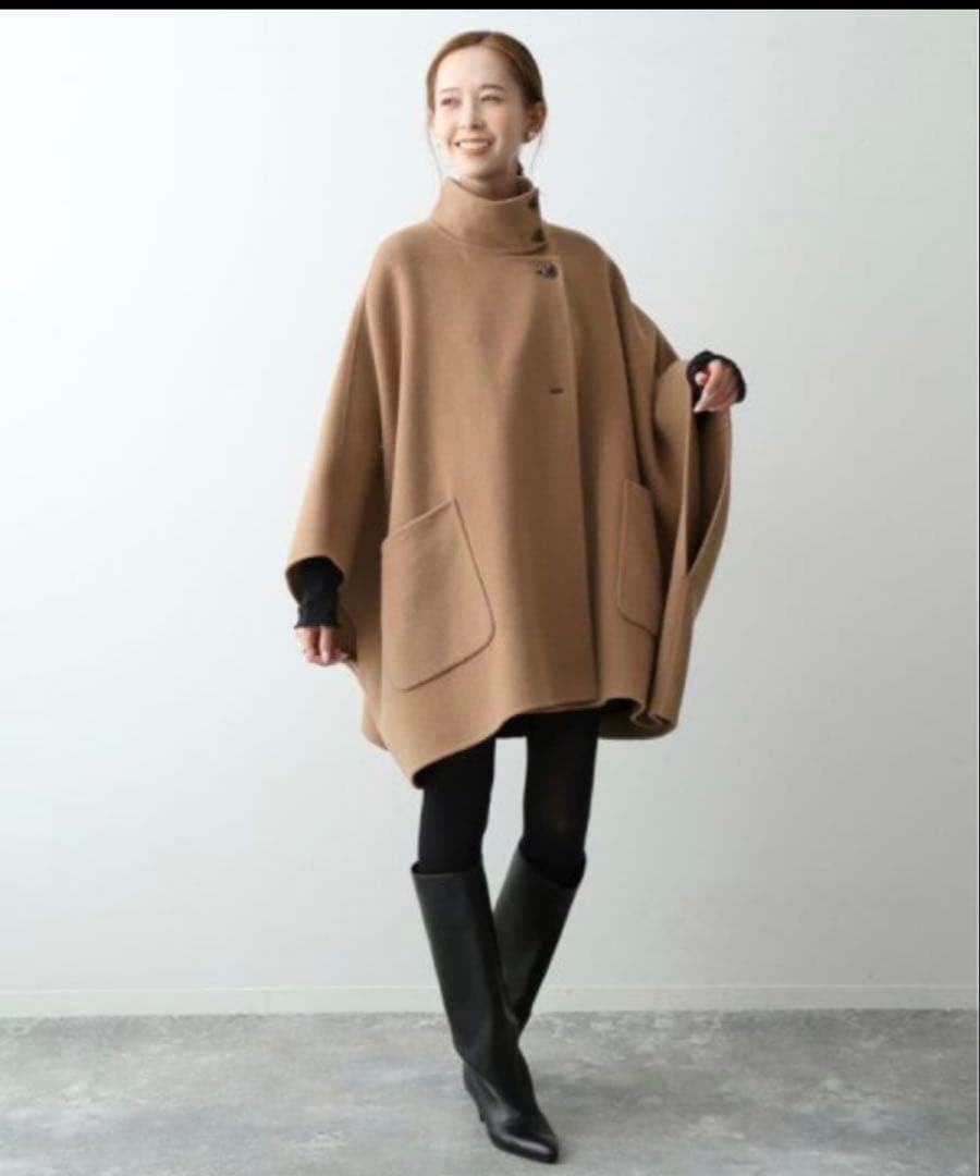 イエナ　スタンドカラーウールポンチョ　11月いっぱいの出品です。