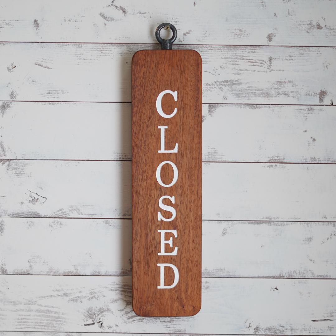 カリン（花梨）のオープン看板 【木製 営業中 アルファベット】