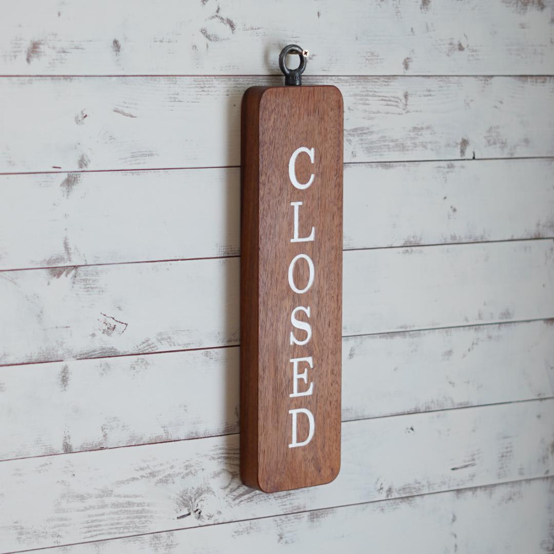 カリン（花梨）のオープン看板 【木製 営業中 アルファベット】