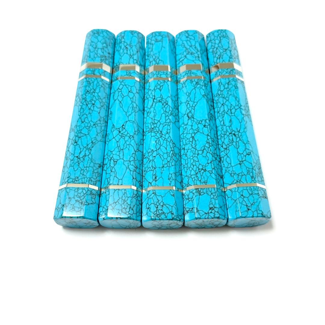 5本セット 三段銀巻 柳刃300 ターコイズ八角柄 柳刃尺 包丁の柄 トルコ石