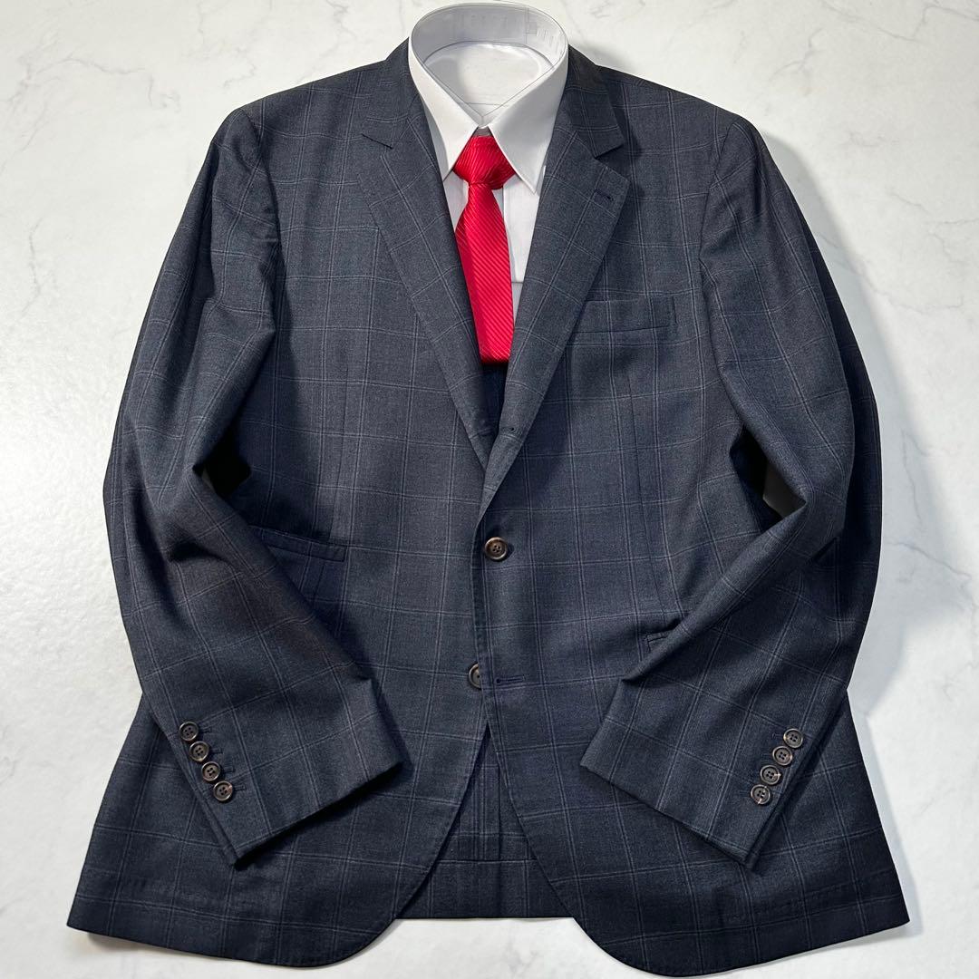 ブルネロクチネリ 最高峰ヴァージンウール ペンチェック 濃紺 XXL相当 54