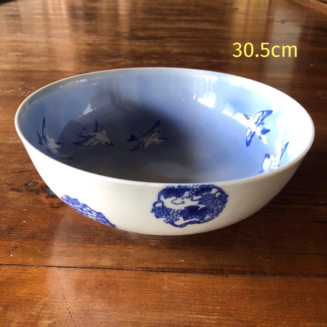 深川製磁 オールド深川 大鉢 大皿 盛鉢 そうめん鉢 ふくら雀 福来雀 すずめ