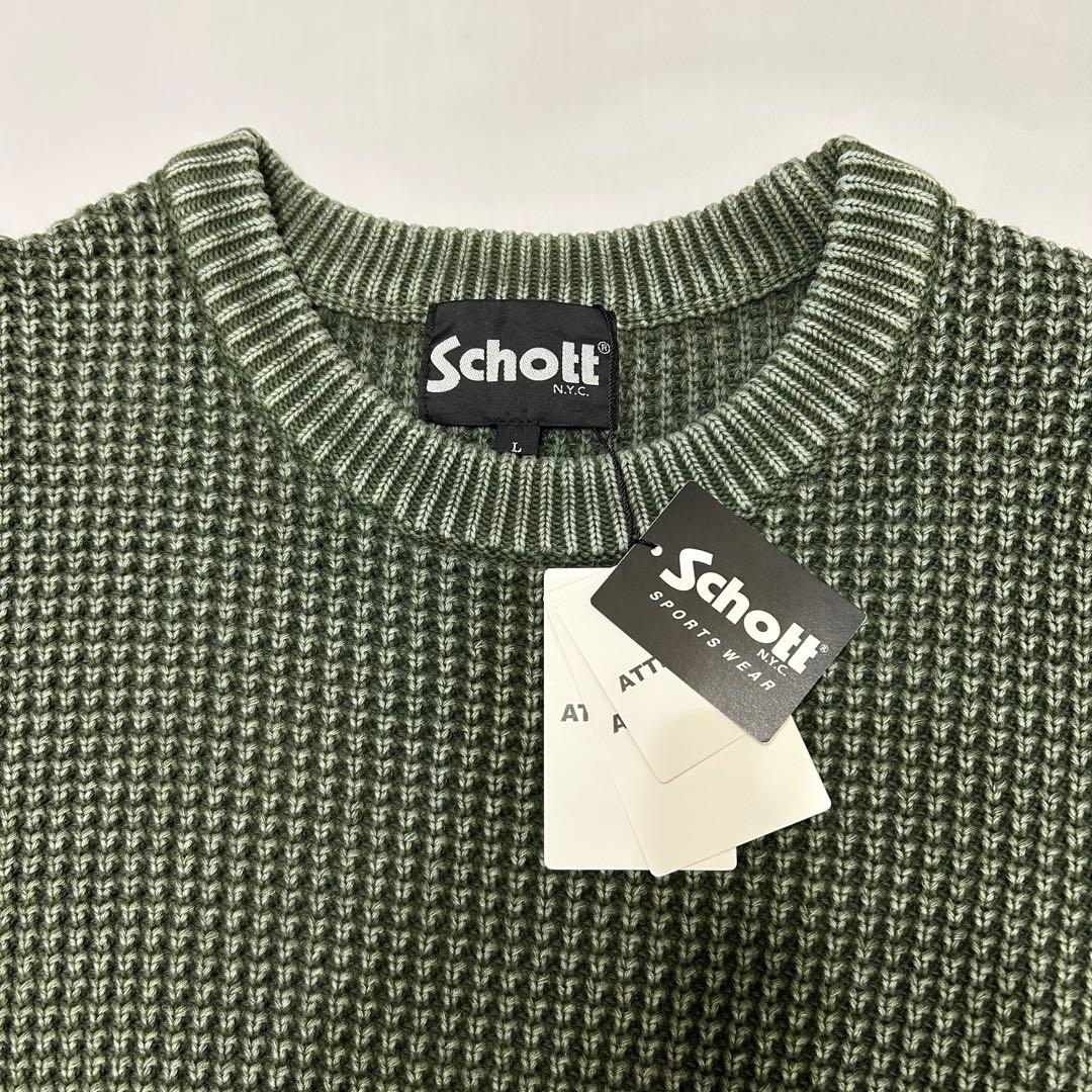 【新品タグ付】Schott ショット ダルカラー クルーネック コットンニット