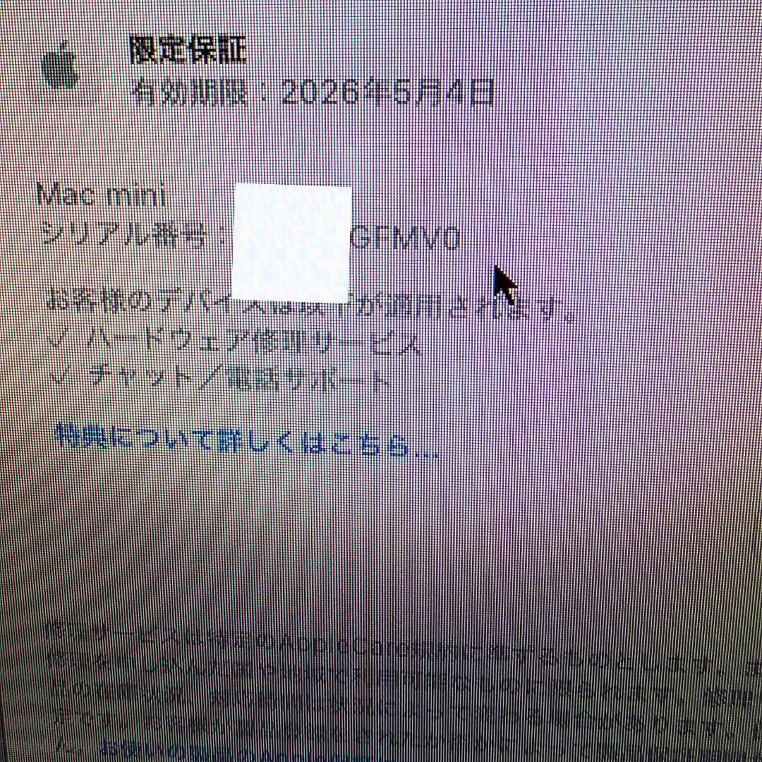 Mac mini M4 256GB 16GB美品 2026年5月4日まで保証有り