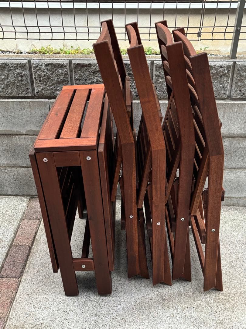 『引取限定』IKEA APPLARO エップラローアウトドアテーブルチェアセット