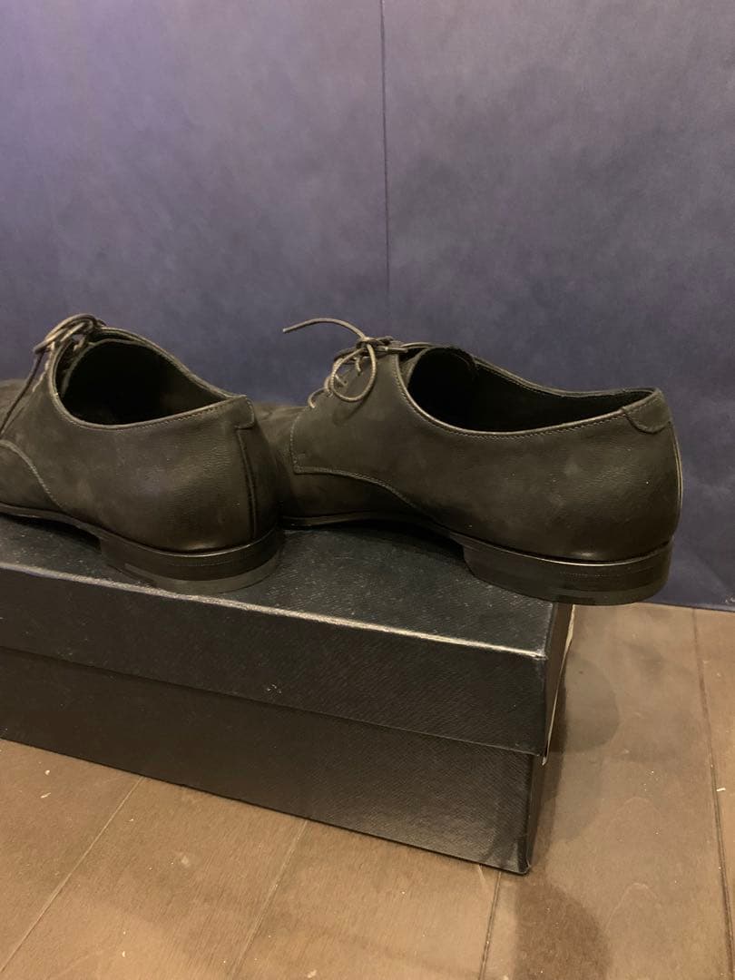PRADA メンズ レザー レースアップ シューズ 黒 サイズ27cm 箱付き