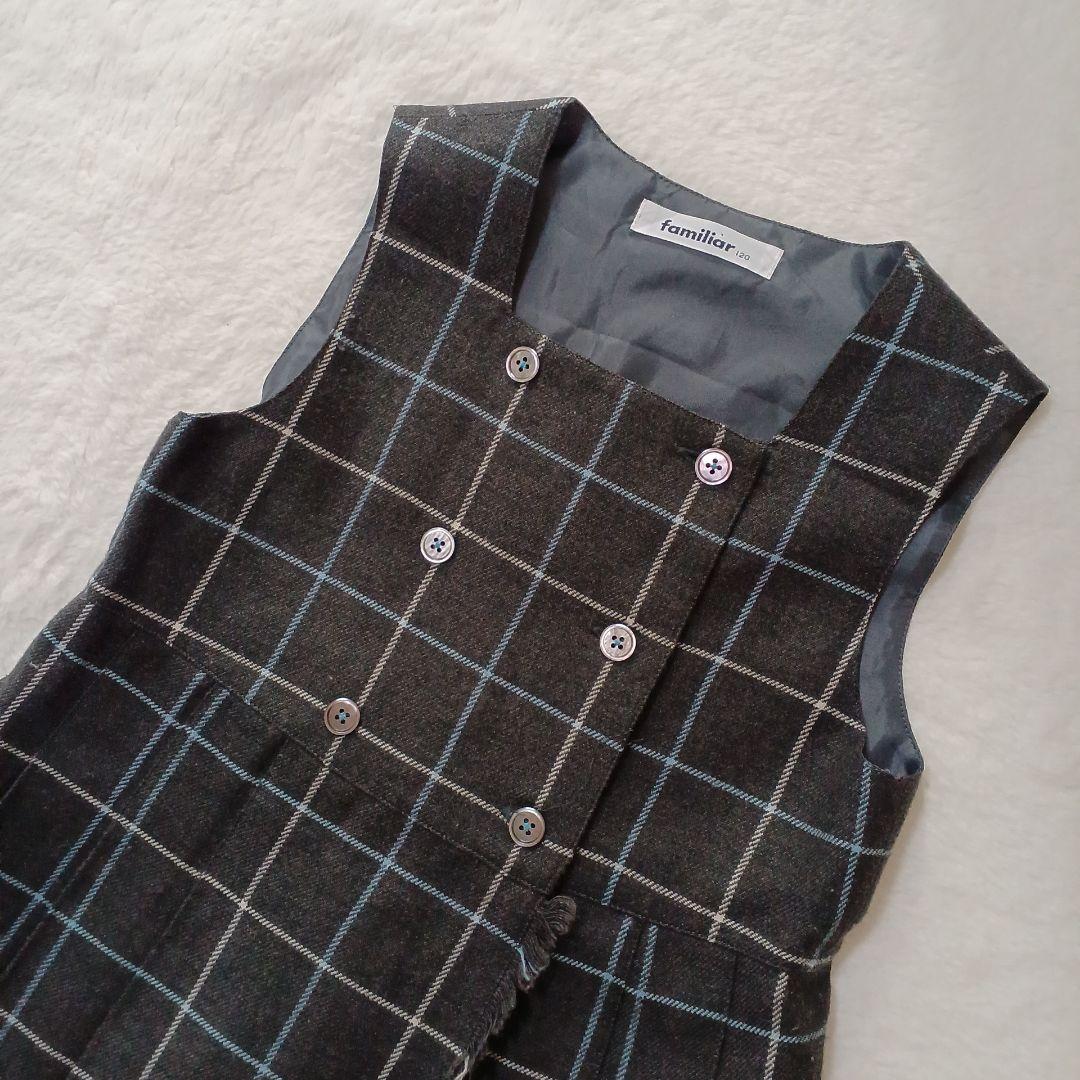 ファミリア✨120✨フォーマルアンサンブル　ネイビー　ワンピース　卒園式　入学式