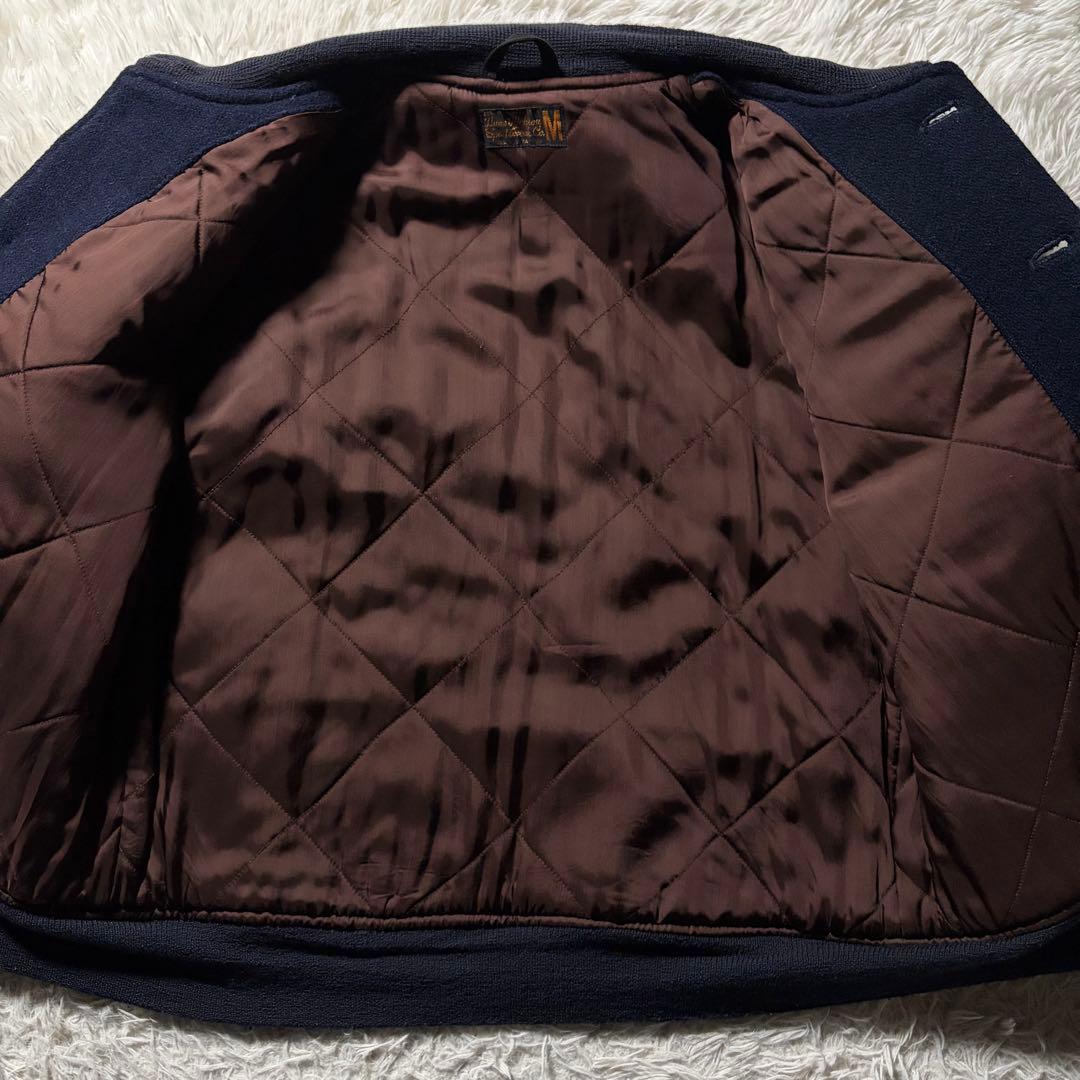 u*0様 極美品●バズリクソンズ　スタジャン　袖レザー　馬革　ネイビー