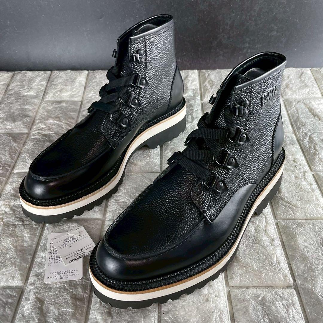 新品/EU44 DSQUARED2 ワークブーツ 型押し レザー イタリア製 黒