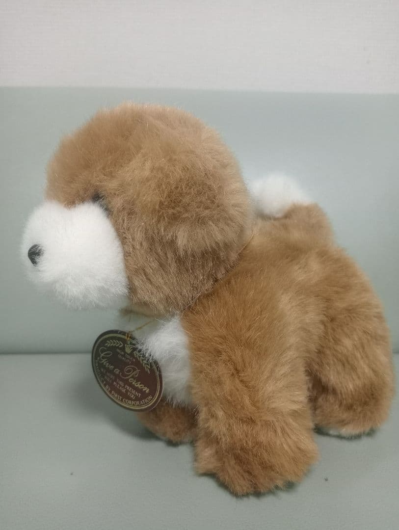 美品 ファースト社 ぬいぐるみ 日本犬 ブチ