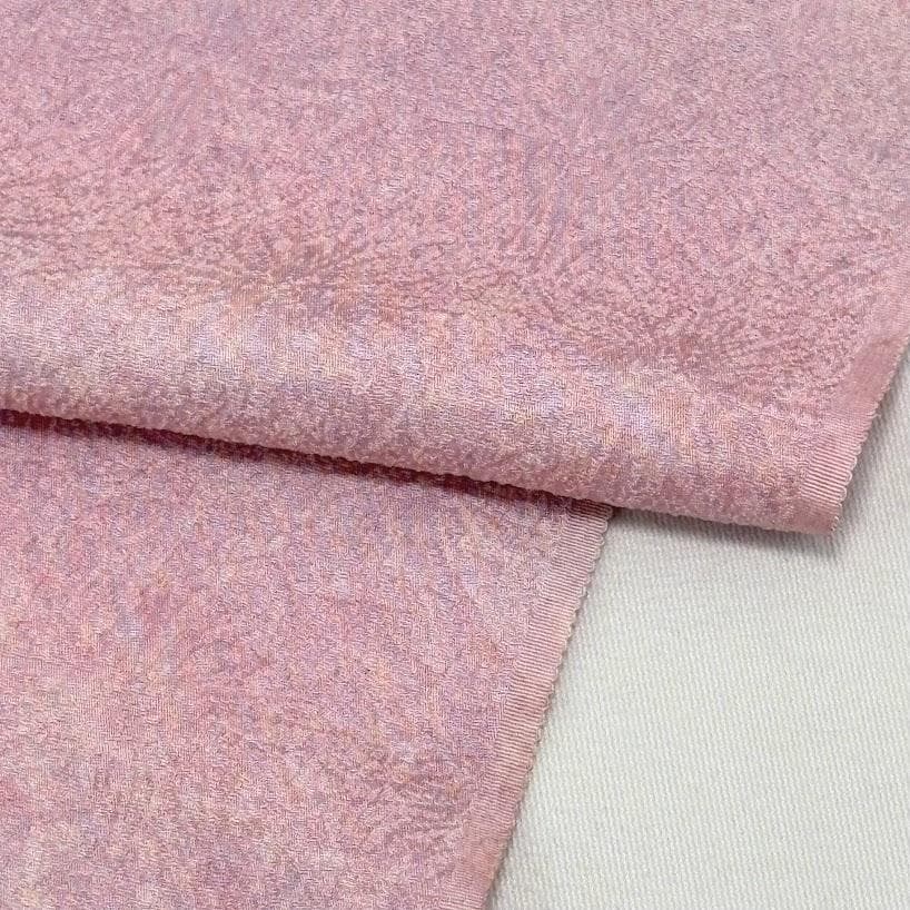 ゆりのはな　色無地着尺　絹扇　反物　八掛付き　紋ちりめん　堅牢染　正絹　B905