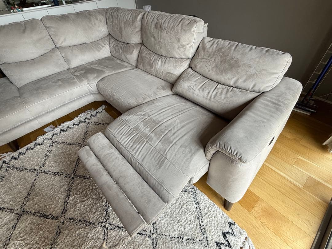 定価248000円　グレー L字型ファブリックソファ①