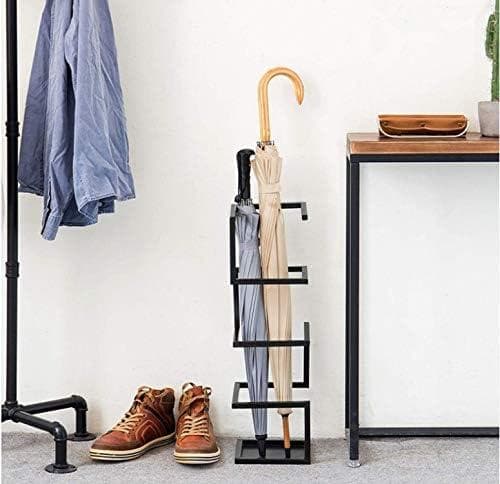 スリムデザイン傘立て，長傘と折りたたみ傘対応，玄関収納に最適，ブラック