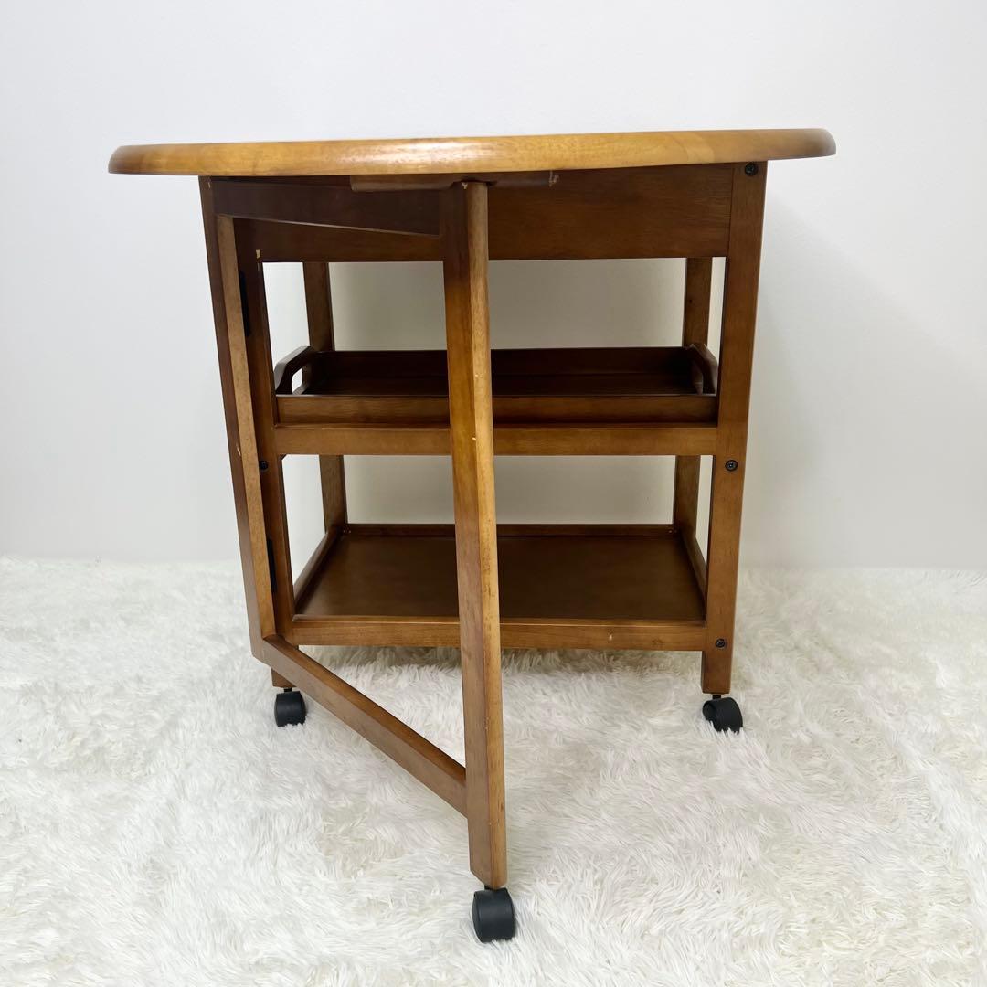 キッチンワゴン バタフライ キャスター付き サイドテーブル 折りたたみ 棚 収納