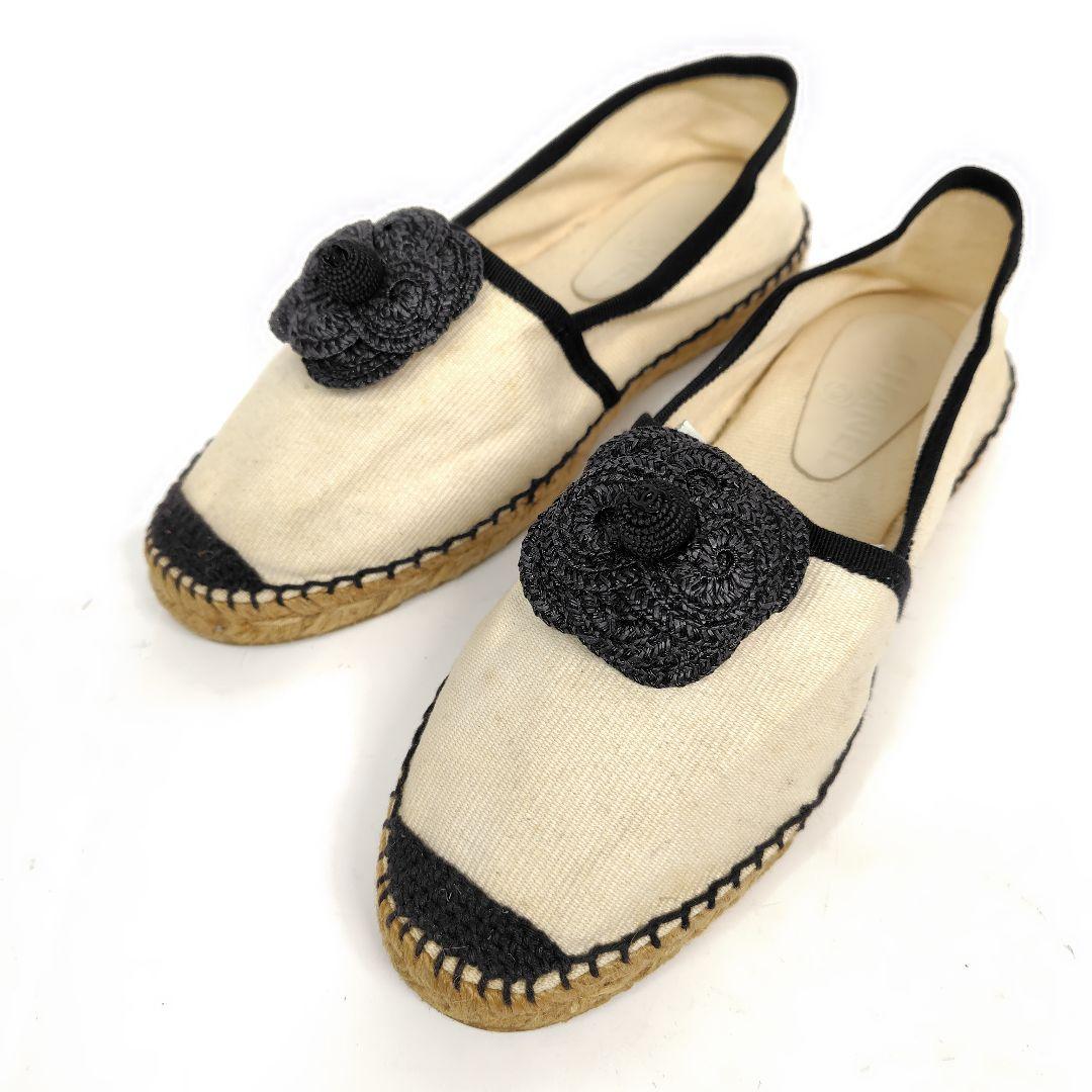 えな様★CHANEL シャネル エスバドリーユ 36 フラット 23cmカメリア