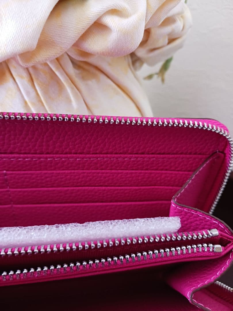 美品.新品.HERMES ピンクtogoエブリンラウンドファスナー長財布