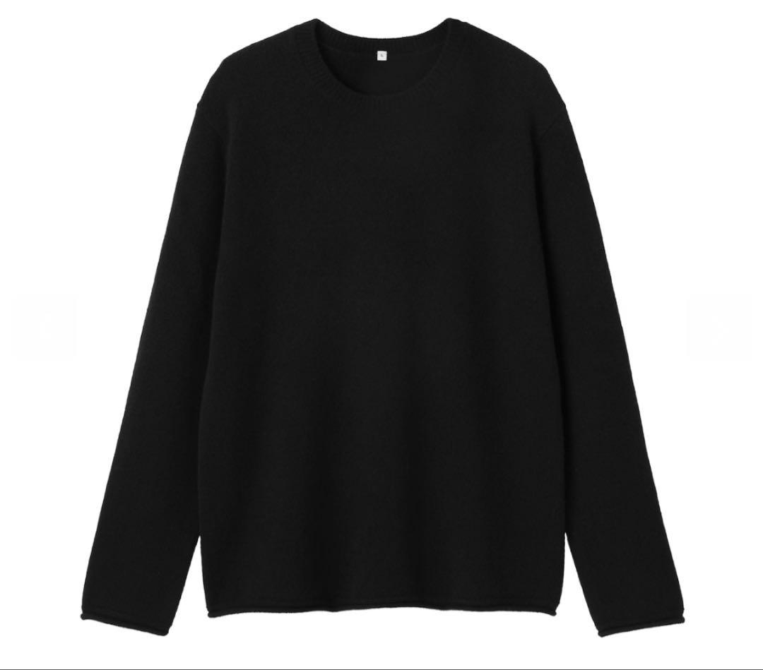 MUJI Labo自然の色を生かして染色した カシミヤクルーネックセーター黒 L